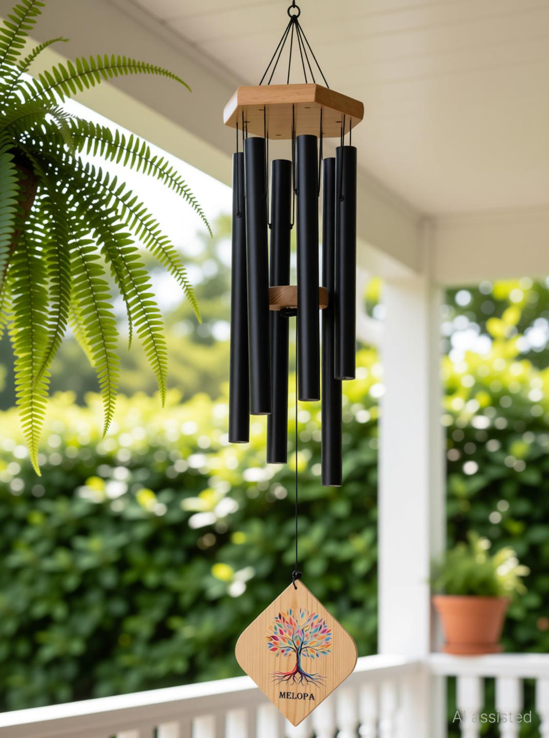 MELOPA 32 inch Aluminium Windchime, Black - Image 1