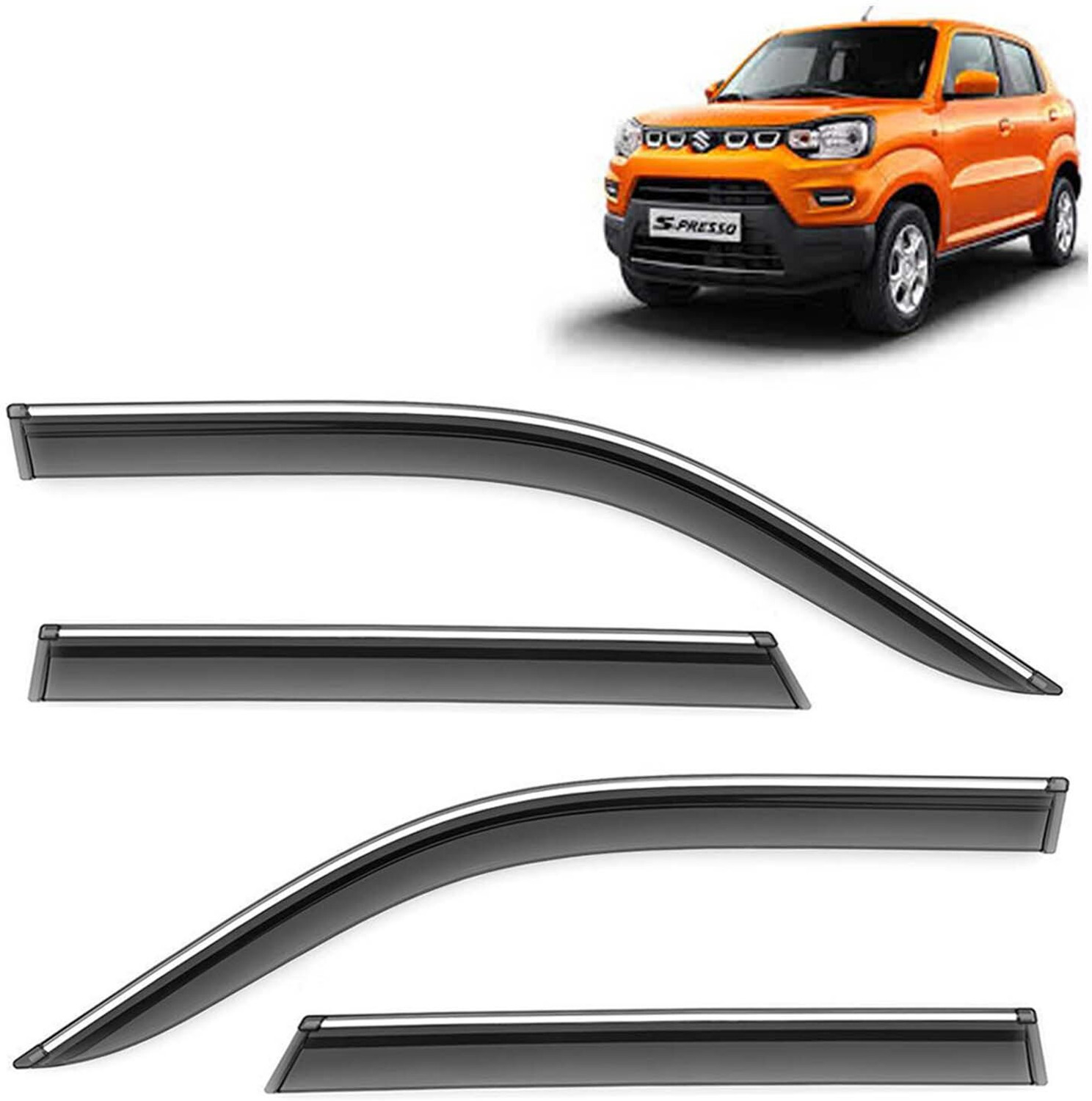 Image of Kingsway Convertibles Front, Rear Wind Deflector (Tinted Maruti S-Presso Lxi)