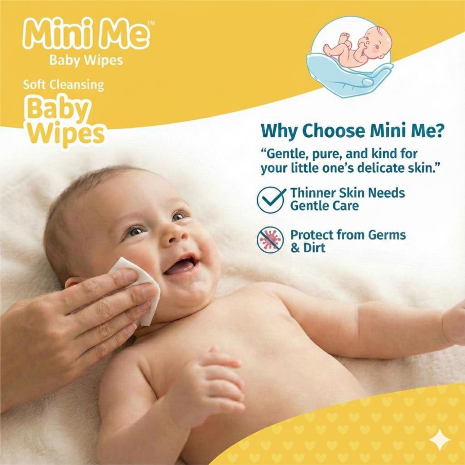 Image of MINI ME Soft Cleansing Baby Wipes with Aloe Vera & Vitamin E -72 Wipes Pack Of 1 (72 Wipes)