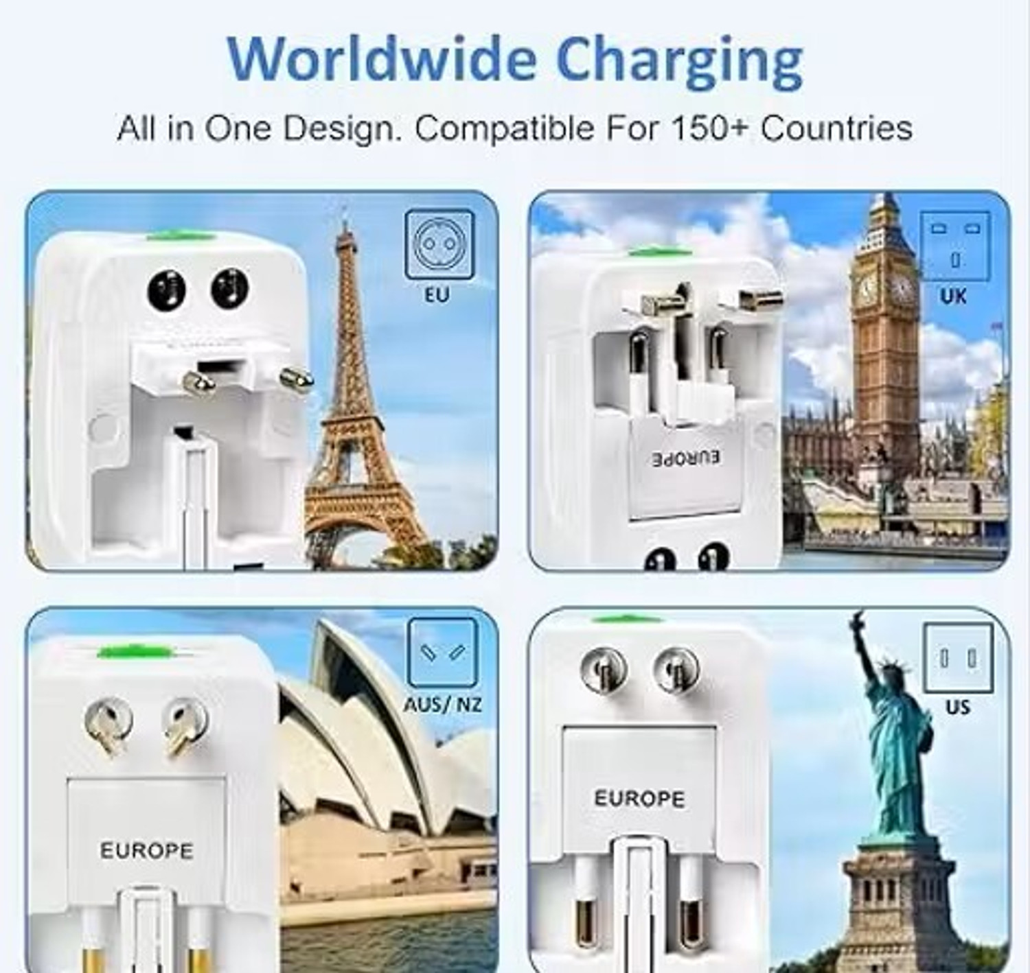 Image of looMint Universal Travel Adapter Worldwide Adaptor (White)