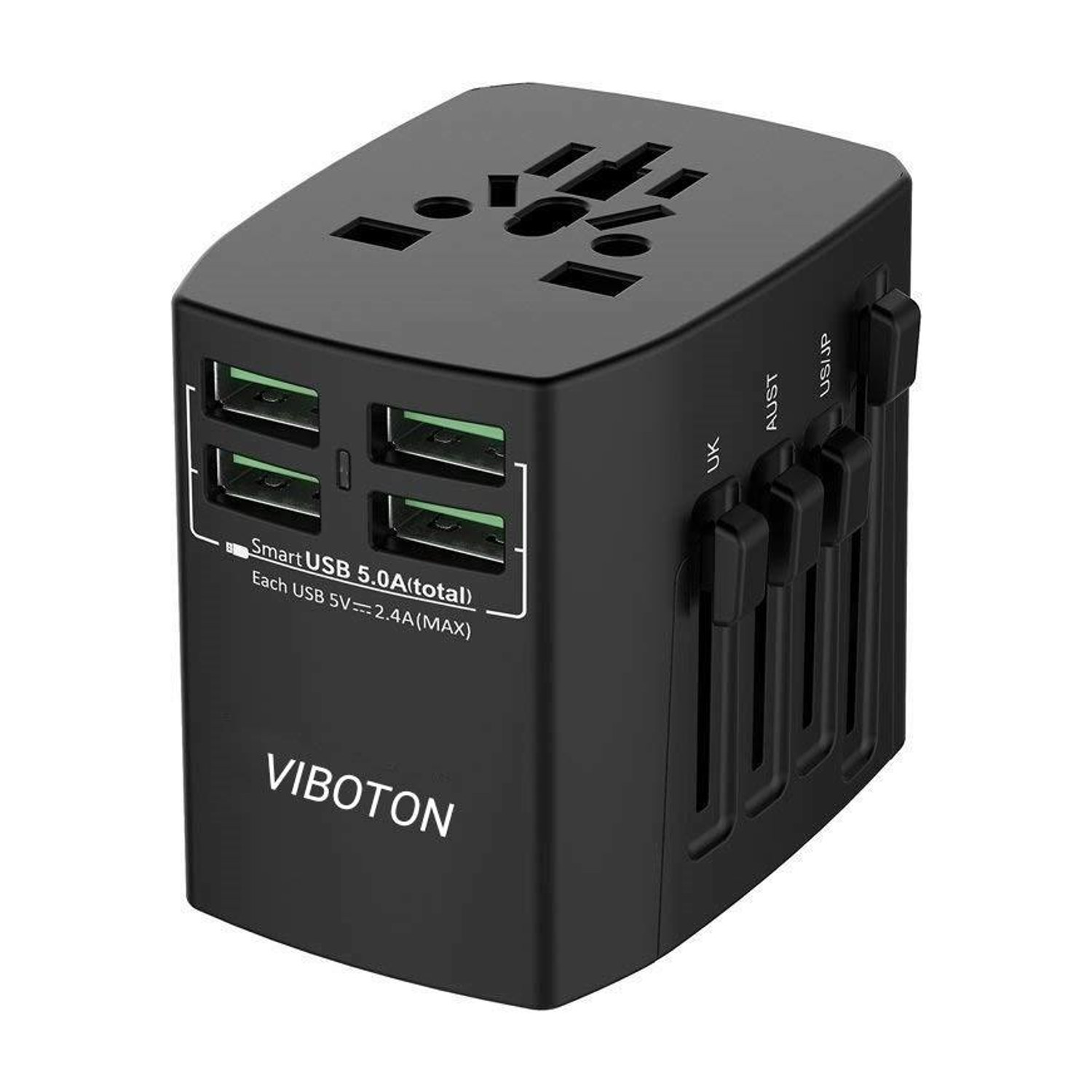 VIBOTON All-in-One Travel Plug Adapter 4 USB Ports - Image 2