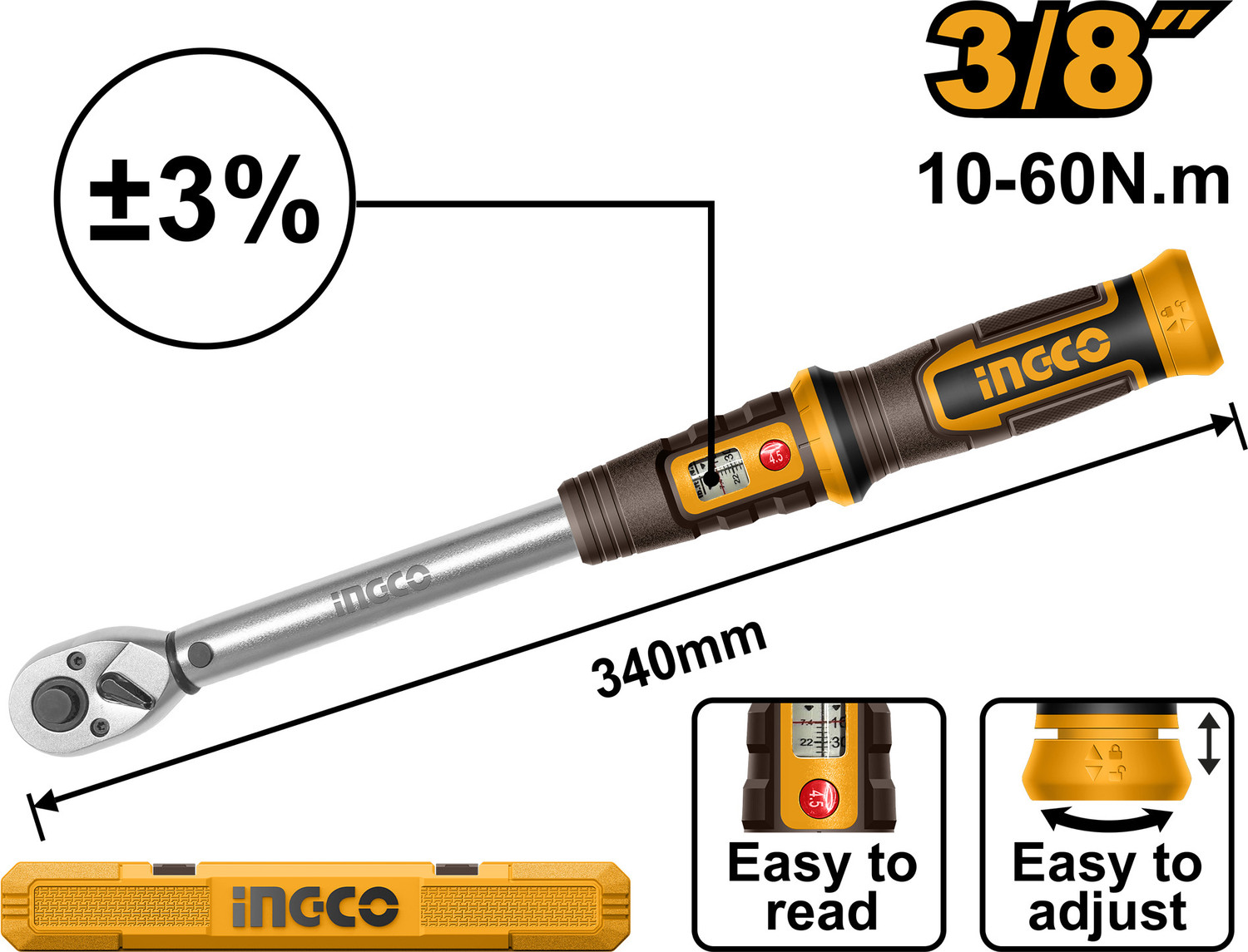 Image of INGCO HPW18142 14 inch Pipe Wrench Single Sided Pipe Wrench (Pack of 1)