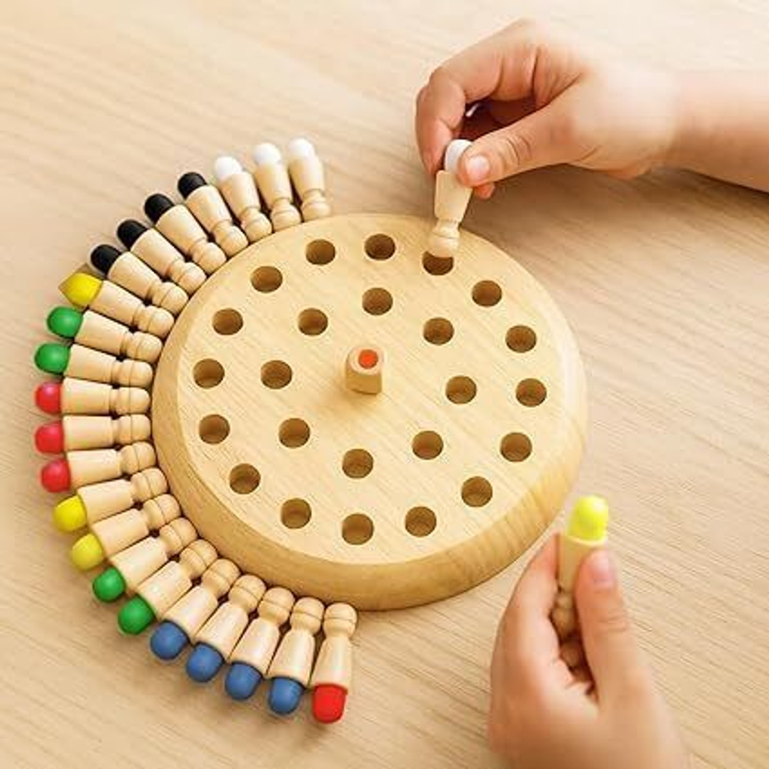 SmartKids Wooden Memory Chess Game for Kids, Color Matching Brain Development Toy Educational Board Games
