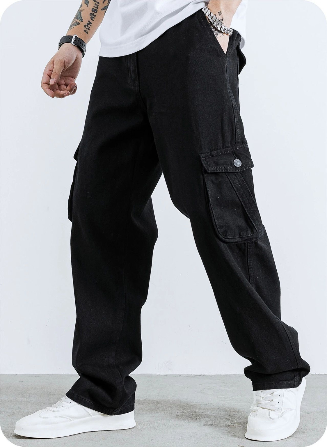 Black Cargo Jeans
