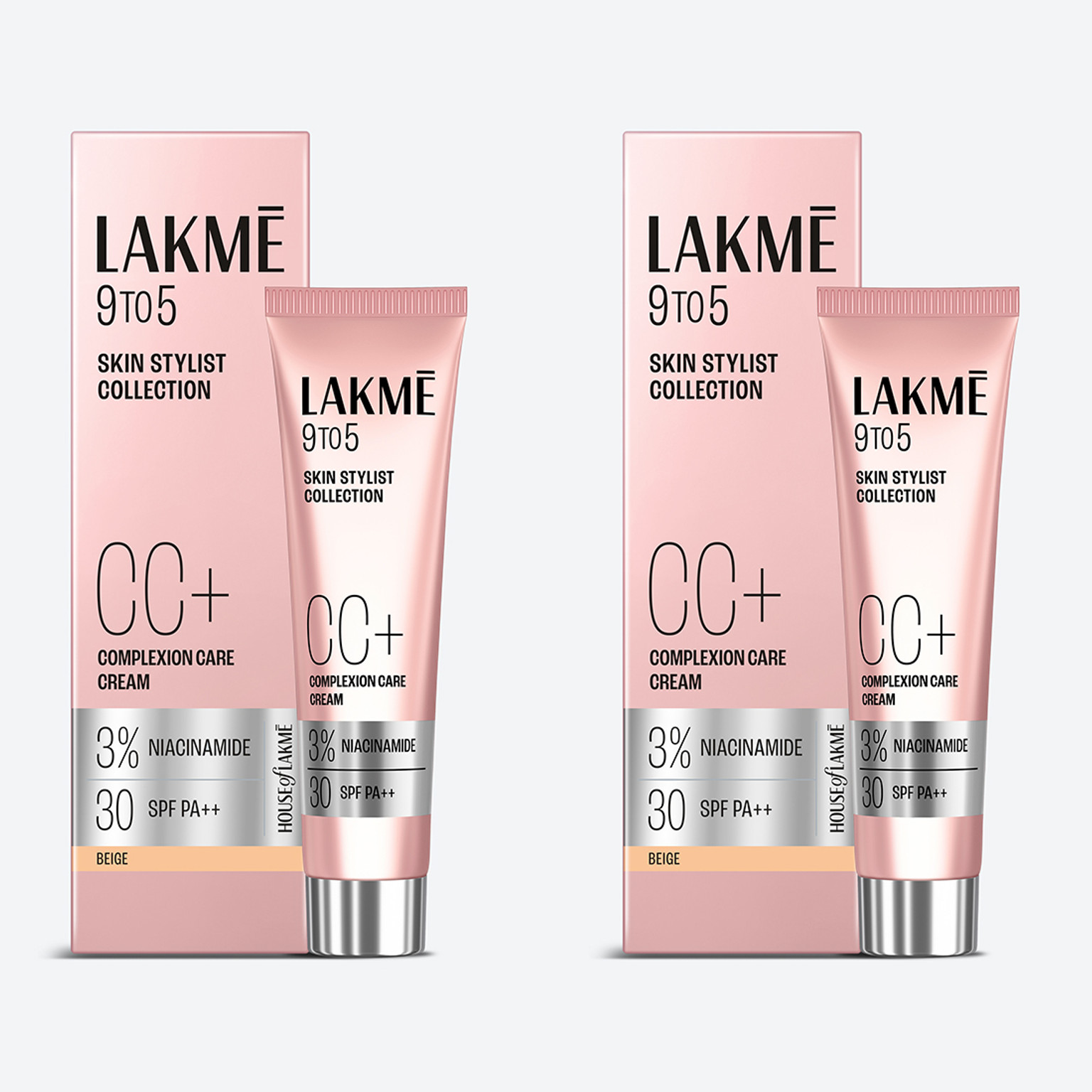 Lakmé 9 to 5 Complexion Care Face Cream Foundation - Pack of 2 Foundation (Beige, 60 g)