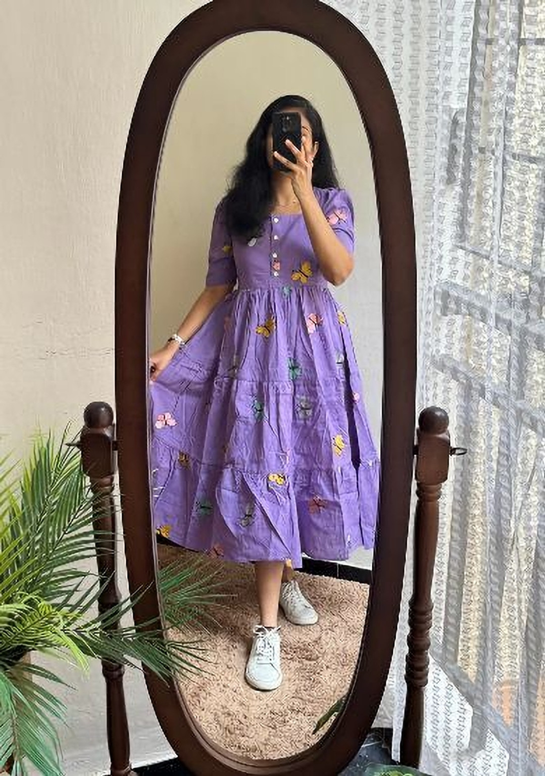 Shivsankar Cotton Blend Stitched Flared/A-line Gown (Purple)