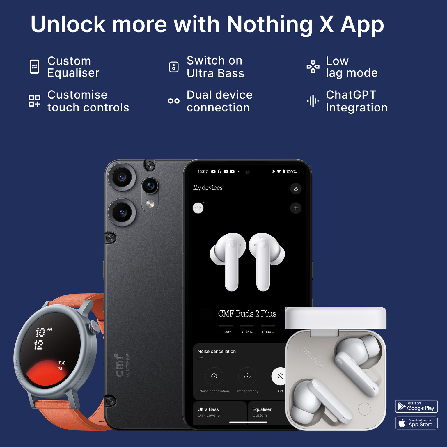 Nothing CMF Buds 2 Plus True Wireless Bluetooth Earbuds with Up to 61 Hours Battery Life true wireless earbud price comparison image - view 8