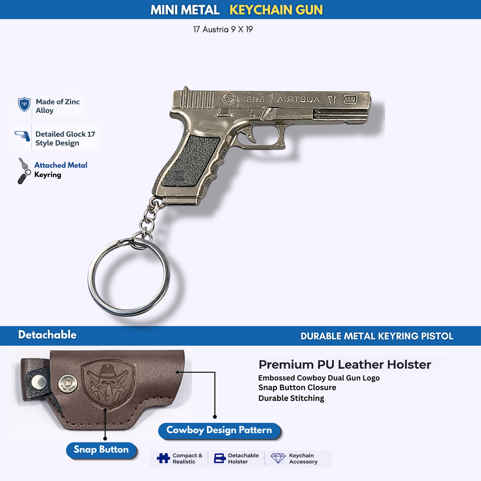 Mini Metal Keychain Gun
