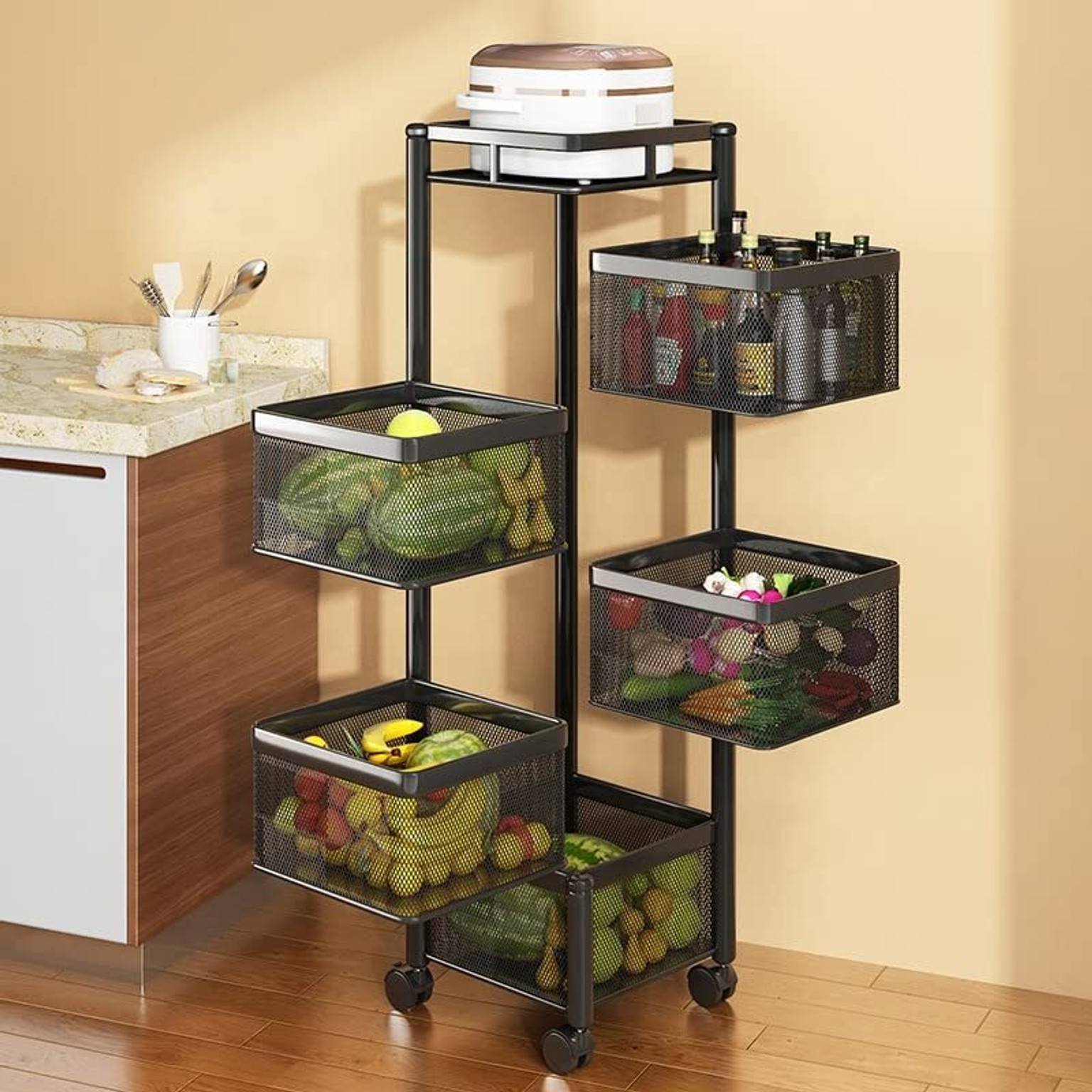 riza fashion Stainless Steel Kitchen Trolley (Pre-assembled)