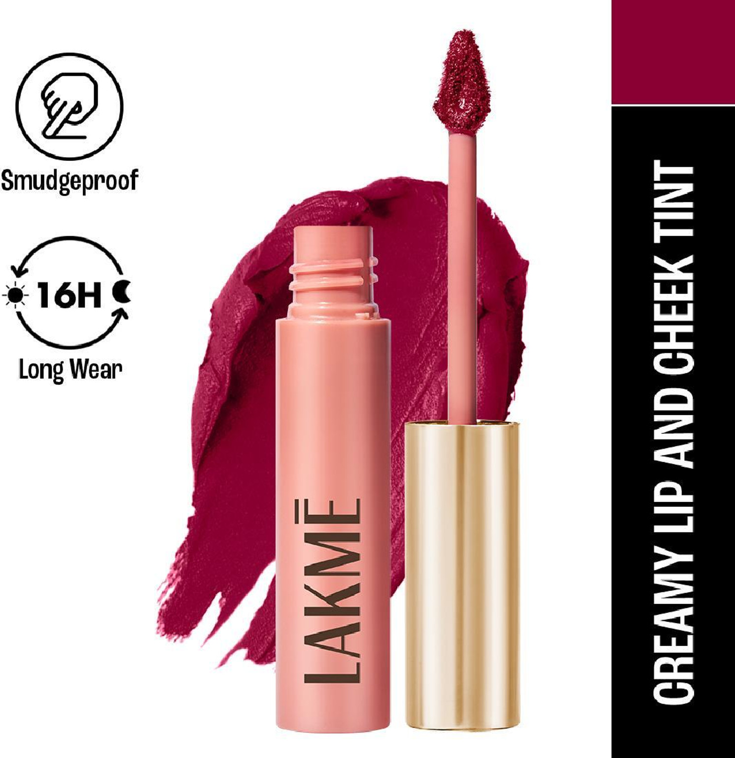 Lakmé Double Duty Lip & Cheek Mousse Matte Lipstick & Soft Blush (Rosy Plum, 9 g)