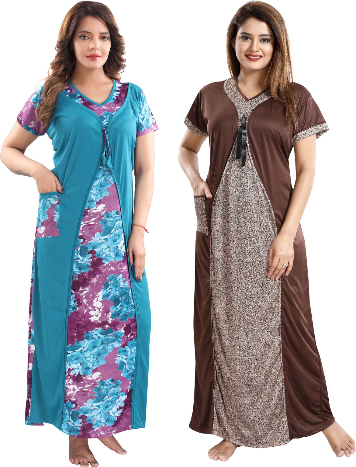Shopping World Pack of 2 Women Nighty (Multicolor)
