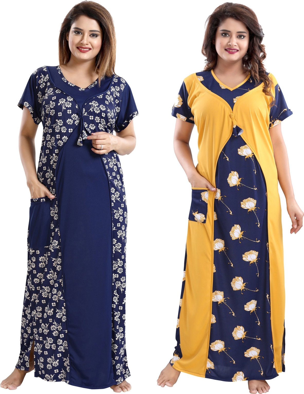Shopping World Pack of 2 Women Nighty (Multicolor)