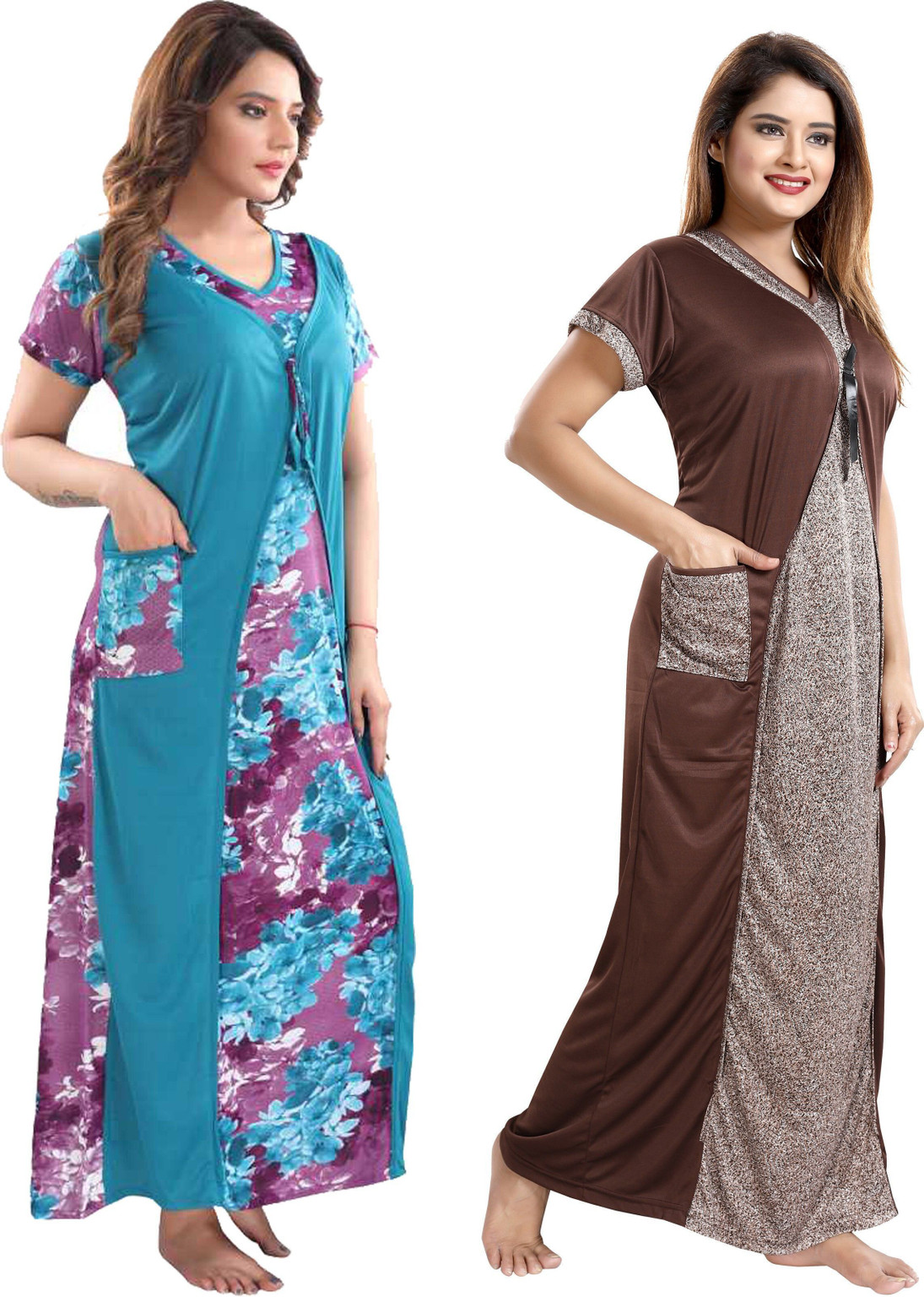 Shopping World Pack of 2 Women Nighty (Multicolor)