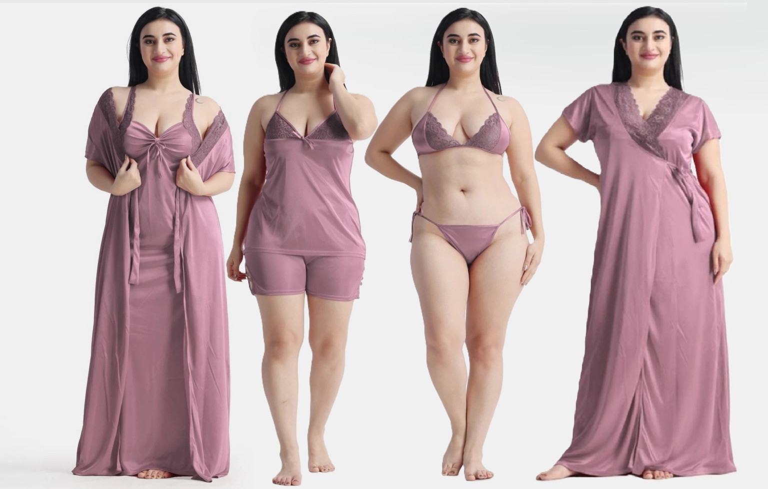 Pack of 6 Women Nighty Set (Pink)