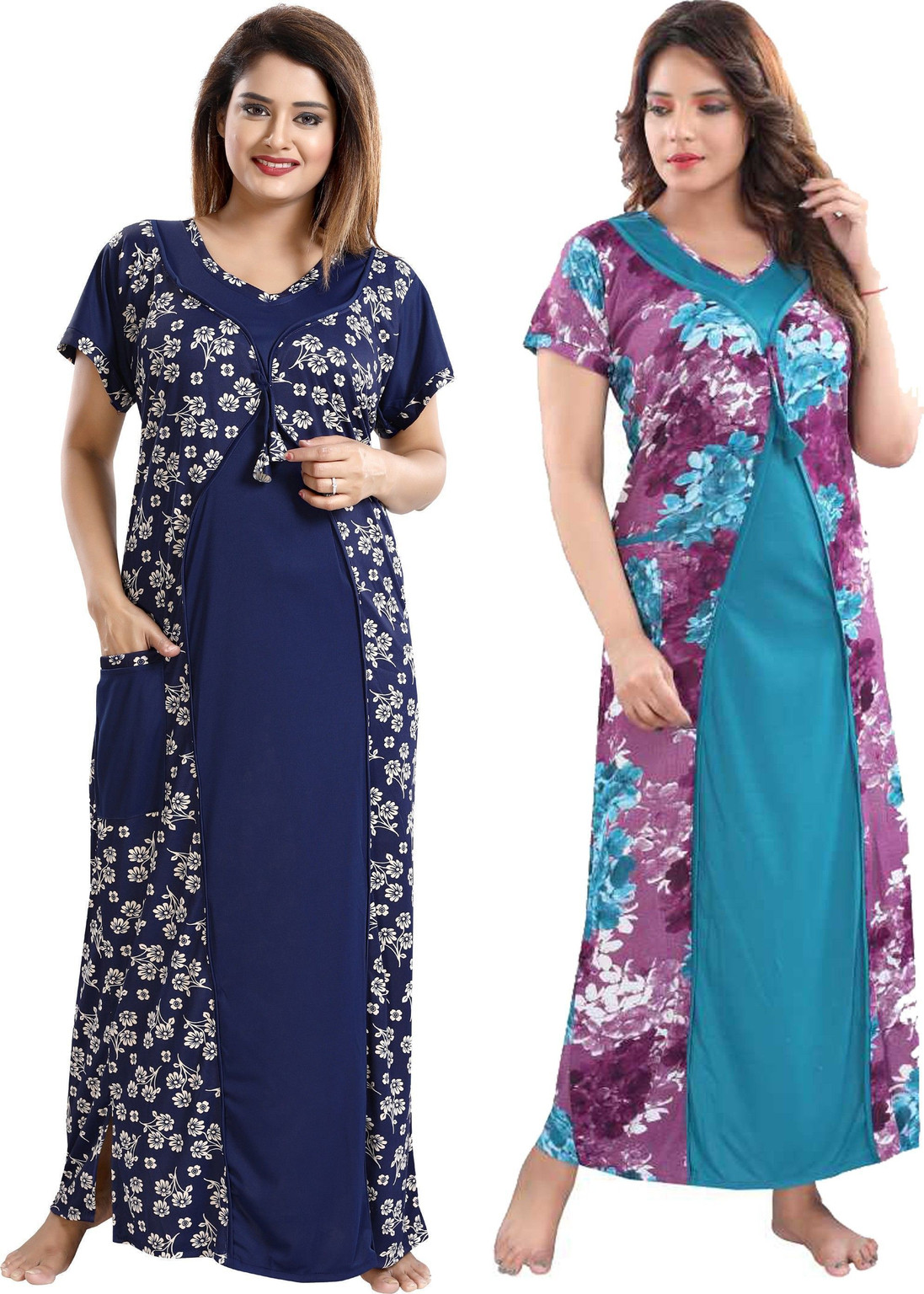 Shopping World Pack of 2 Women Nighty (Multicolor)