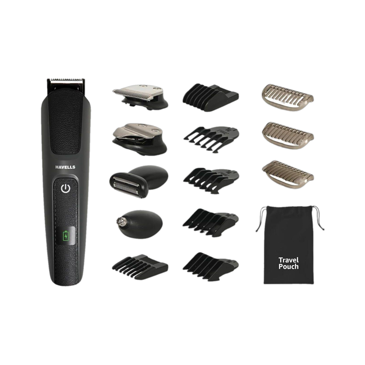 HAVELLS GS8714 | 15-in-1 Super Grooming Kit | Ipx7 Fully Washable and Body Groomer Fully Waterproof Grooming Kit 120 min  Runtime 10 Length Settings (Black, Grey)