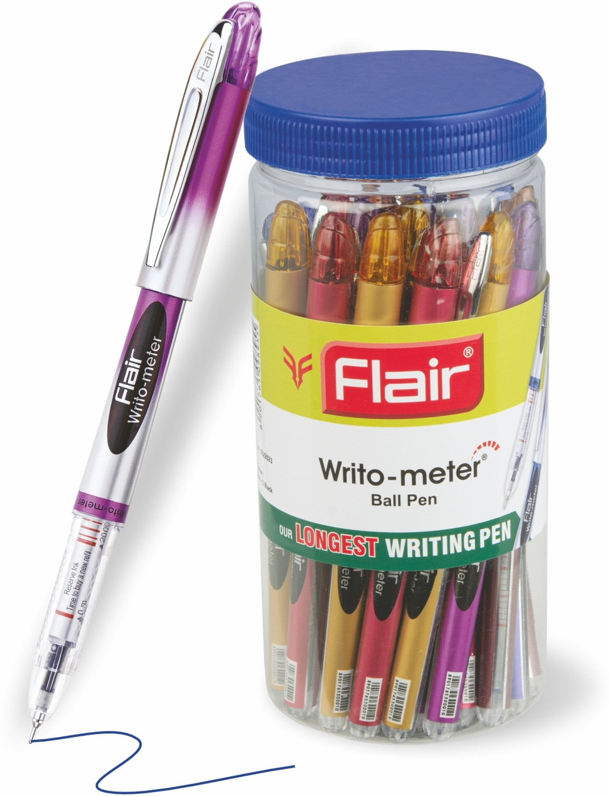 Flair Writometer Ball Pen Pack of 20 in blue and black ink