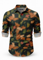 HITAFASHION HUBZZ Men Self Design Casual Beige Shirt - Buy