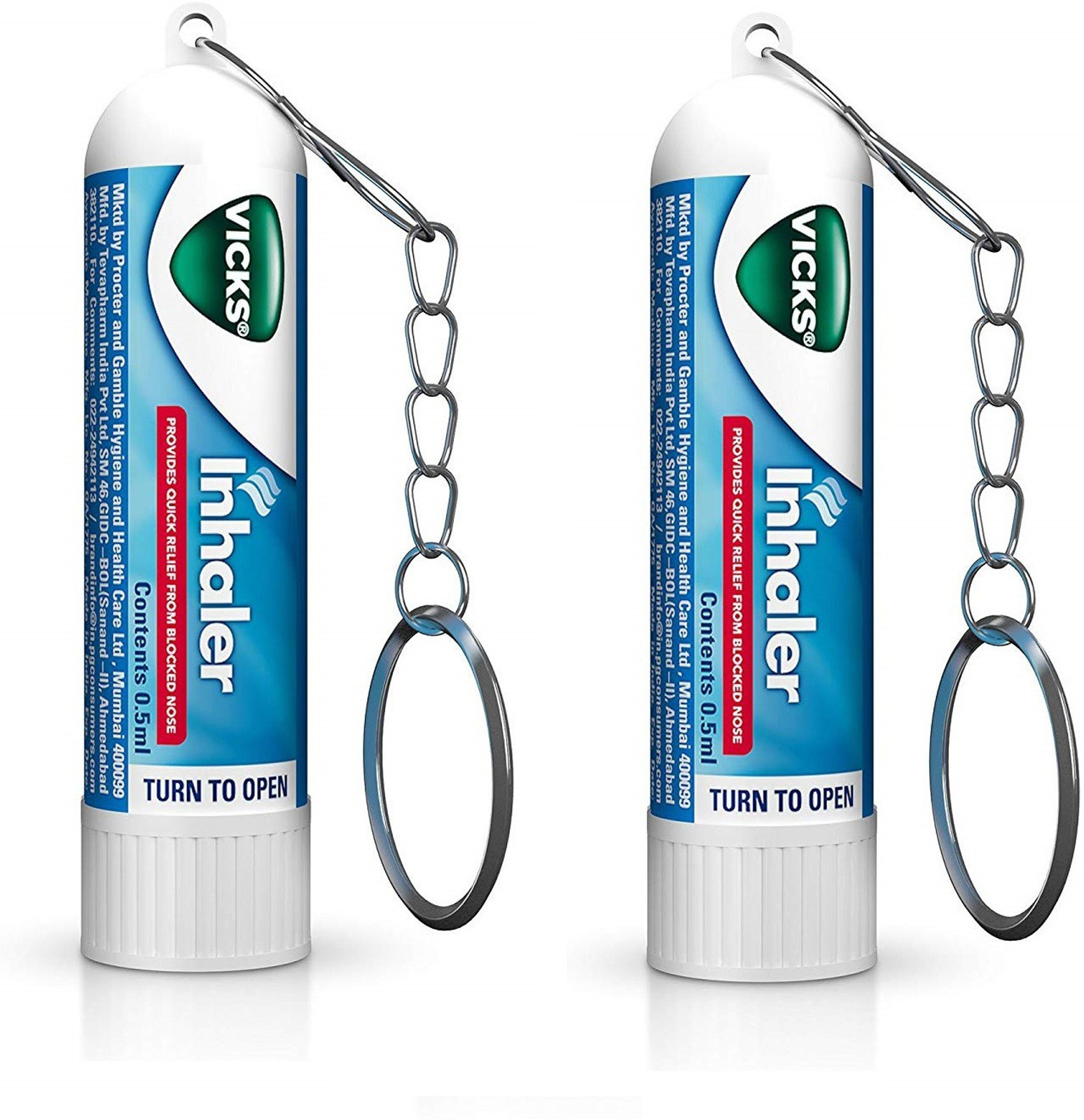 Vicks Inhaler With Keychain 0.5 ml (Pack Of 2)