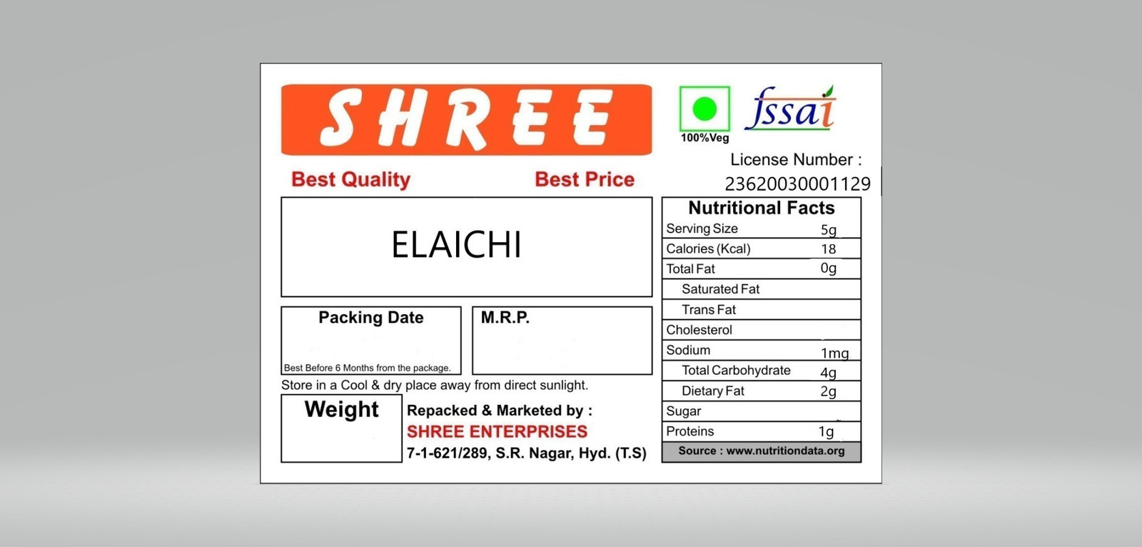 Shree Green Elaichi 50G