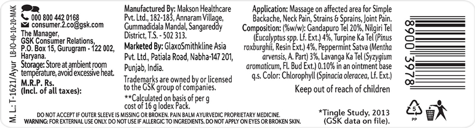 Iodex Fast Pain Relief Balm 40G