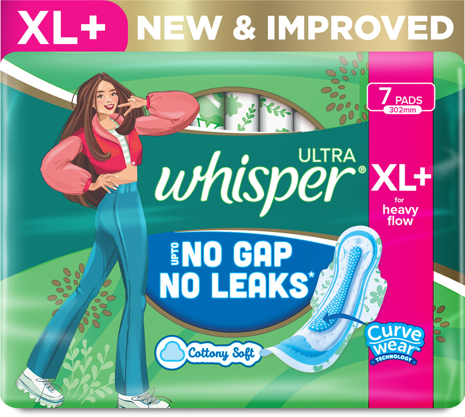 Whisper Ultra Nights Sanitary Napkin With Wings (Xl+)7 Pads