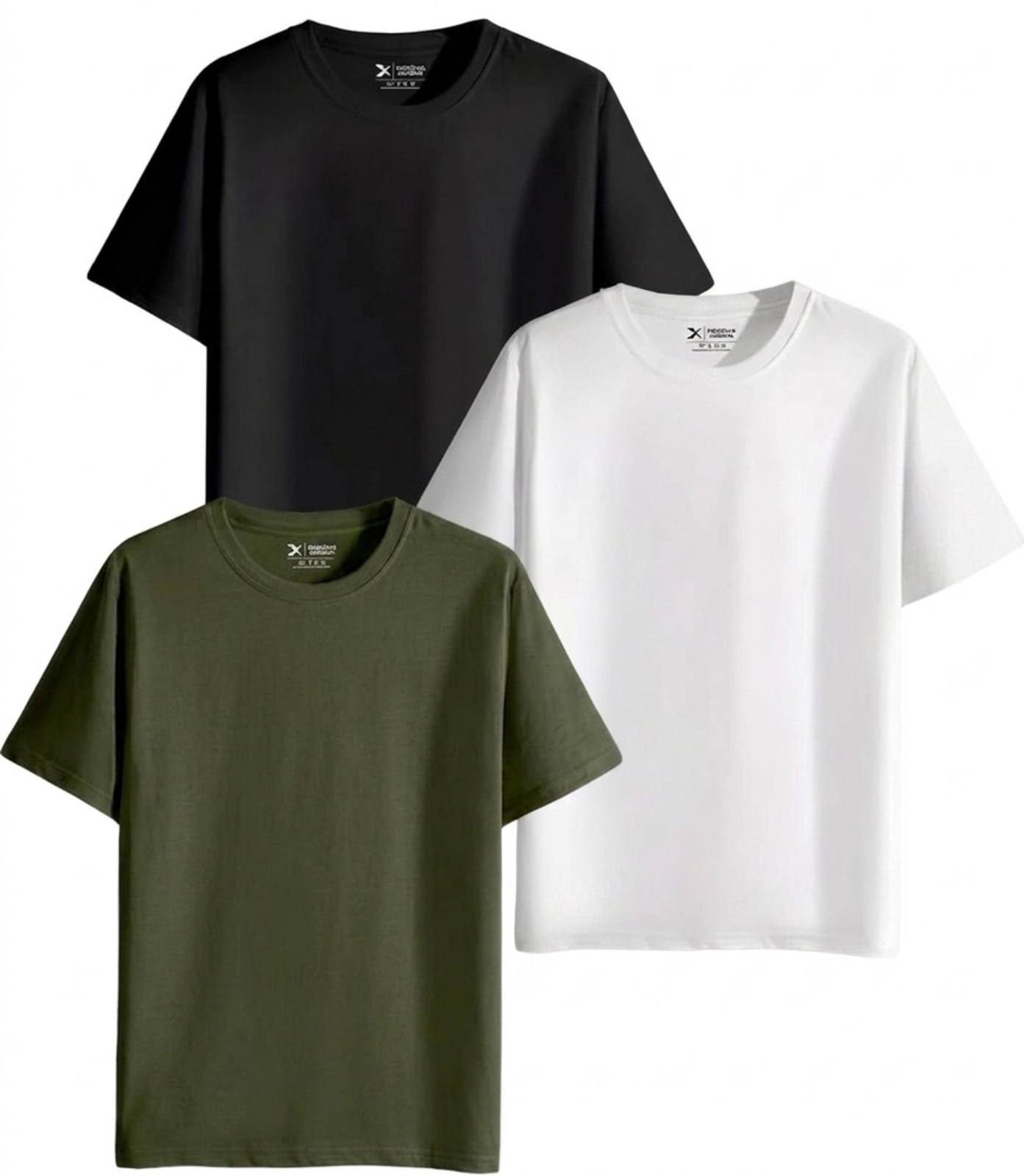 Black, Olive Green, White