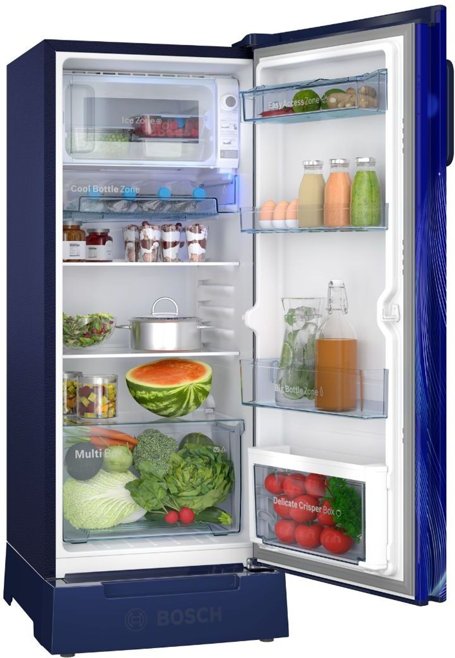 Bosch 207L 4 Star Direct-Cool Single Door Refrigerator (Feather Blue)
