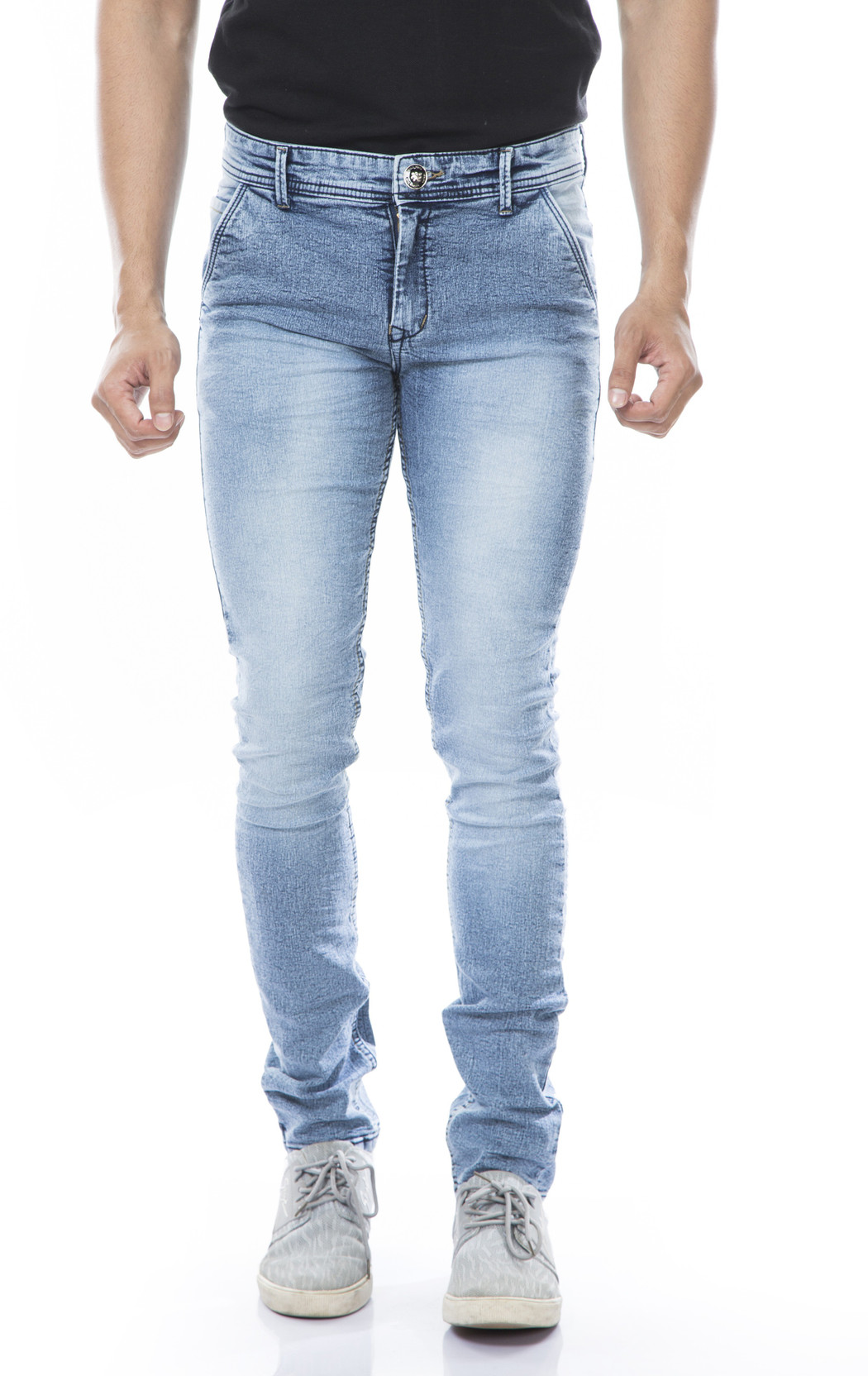 Men Slim Mid Rise Light Blue Jeans