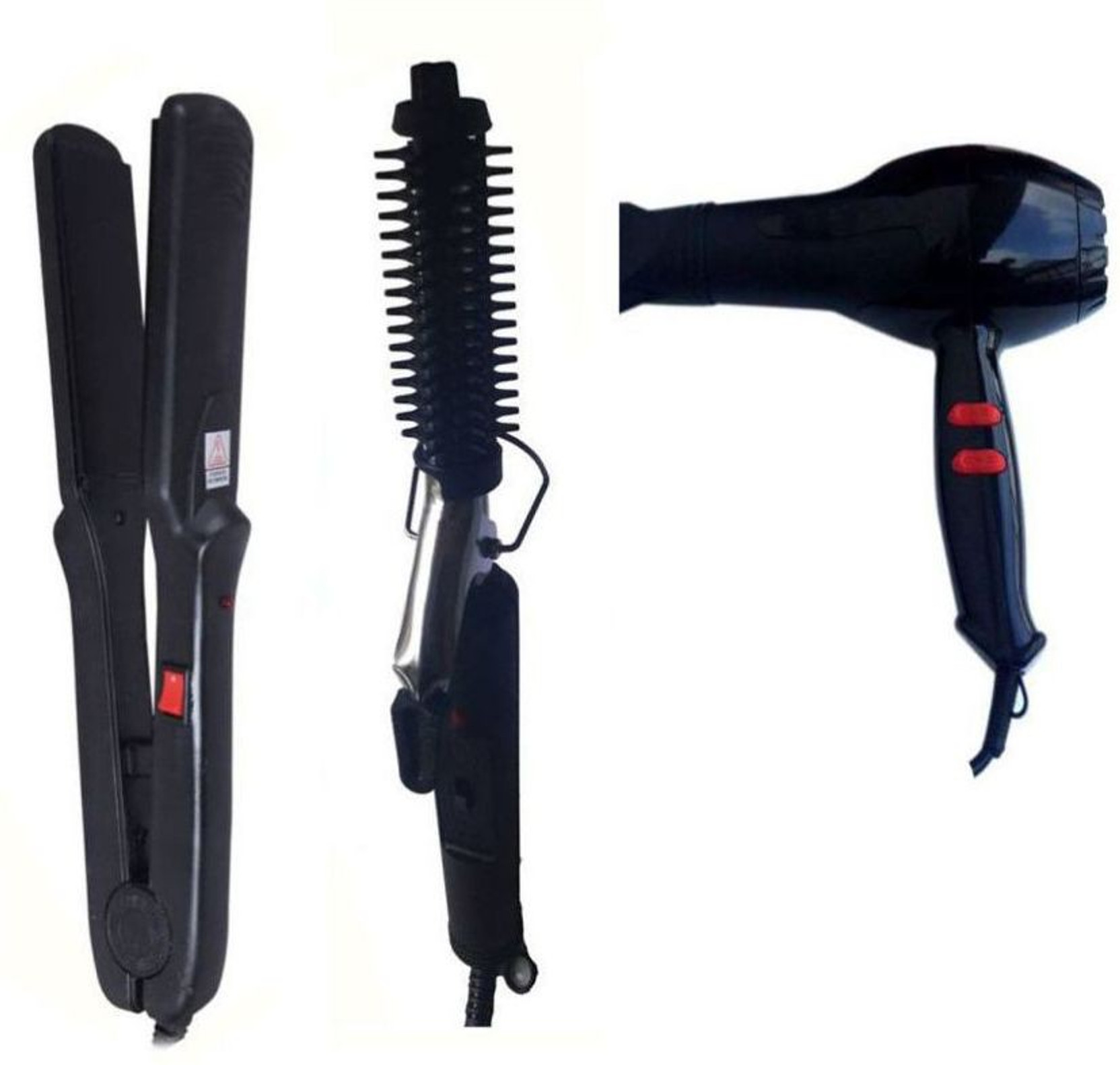 Nirvani COMBO Hair Dryer 6130 Professional Hair Dryer, Black Hair Dryer (1800 WATT) With Concentrator Nozzle,Hair Curler 471, Hair Straightener 522 Ceramic Plate Hair Straightener Personal Care Applia