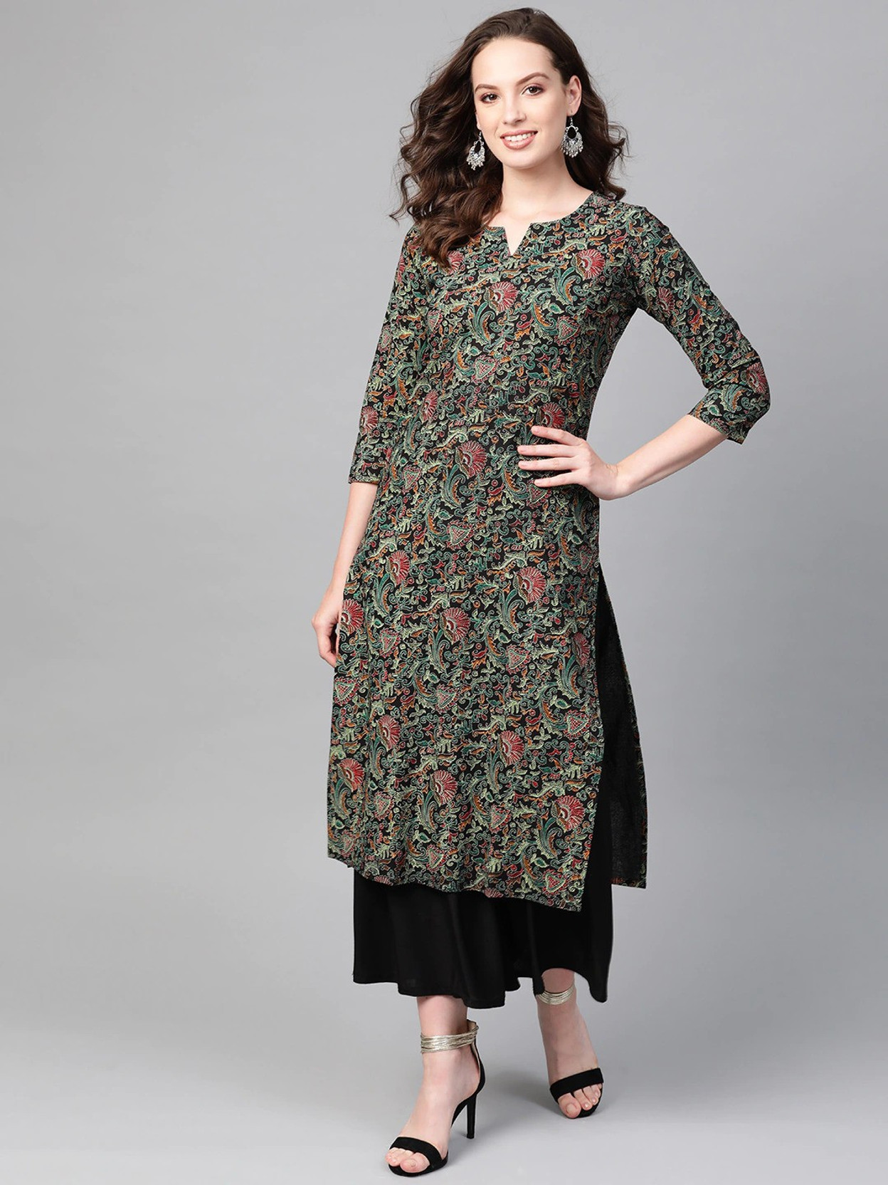 Women Cotton Blend Kurti Palazzo Set