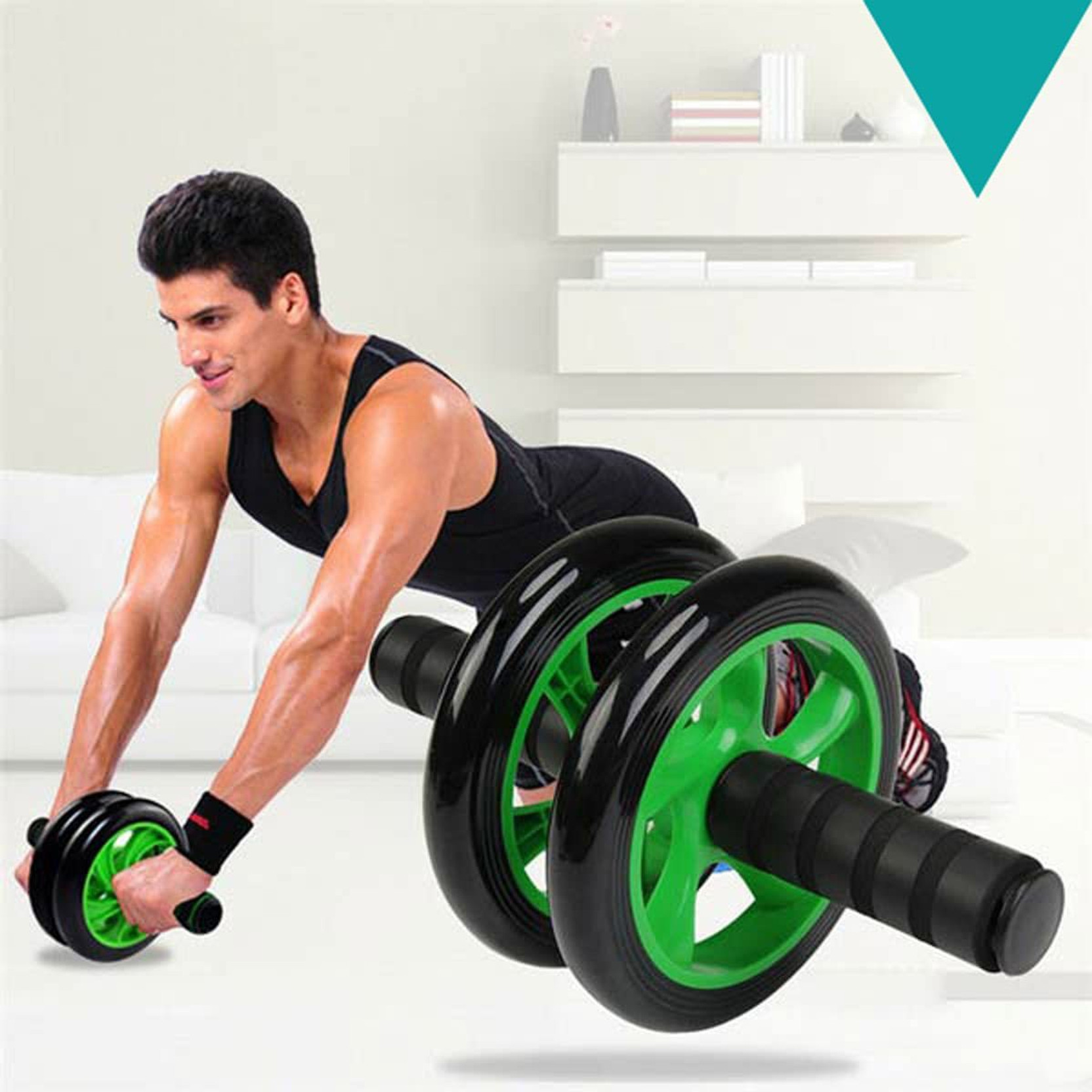 Coutrue Double Wheel Ab Roller Full Body Exerciser Abdominal Stomach Workout Training Ab Exerciser