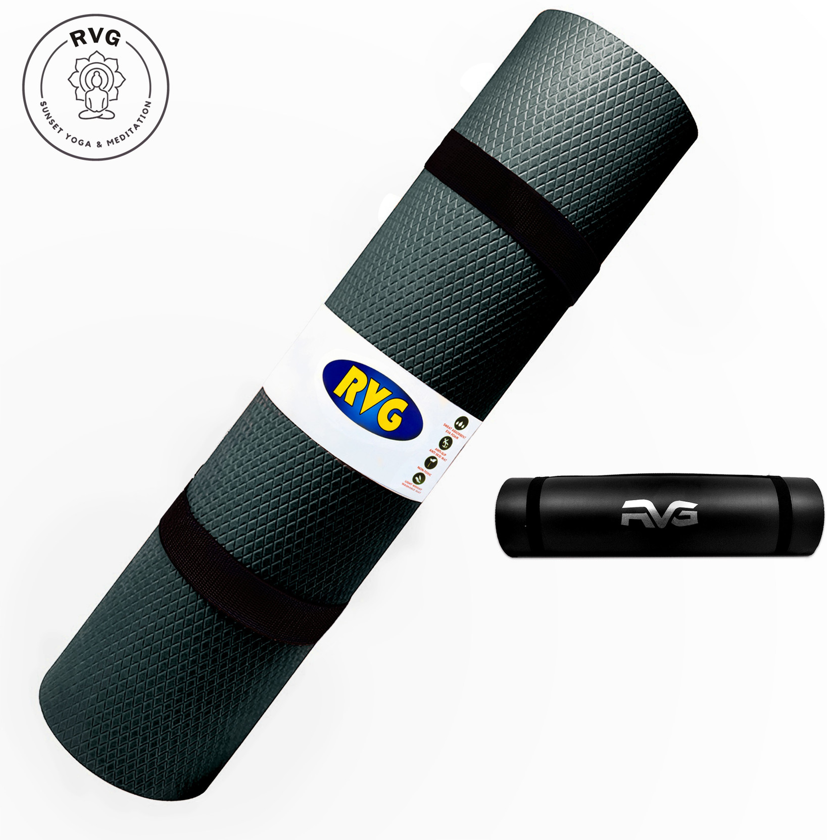 RVG 100%EVA Eco Friendly Mat, Exercise & Gym Mat With Bag Black 6mm mm Yoga Mat