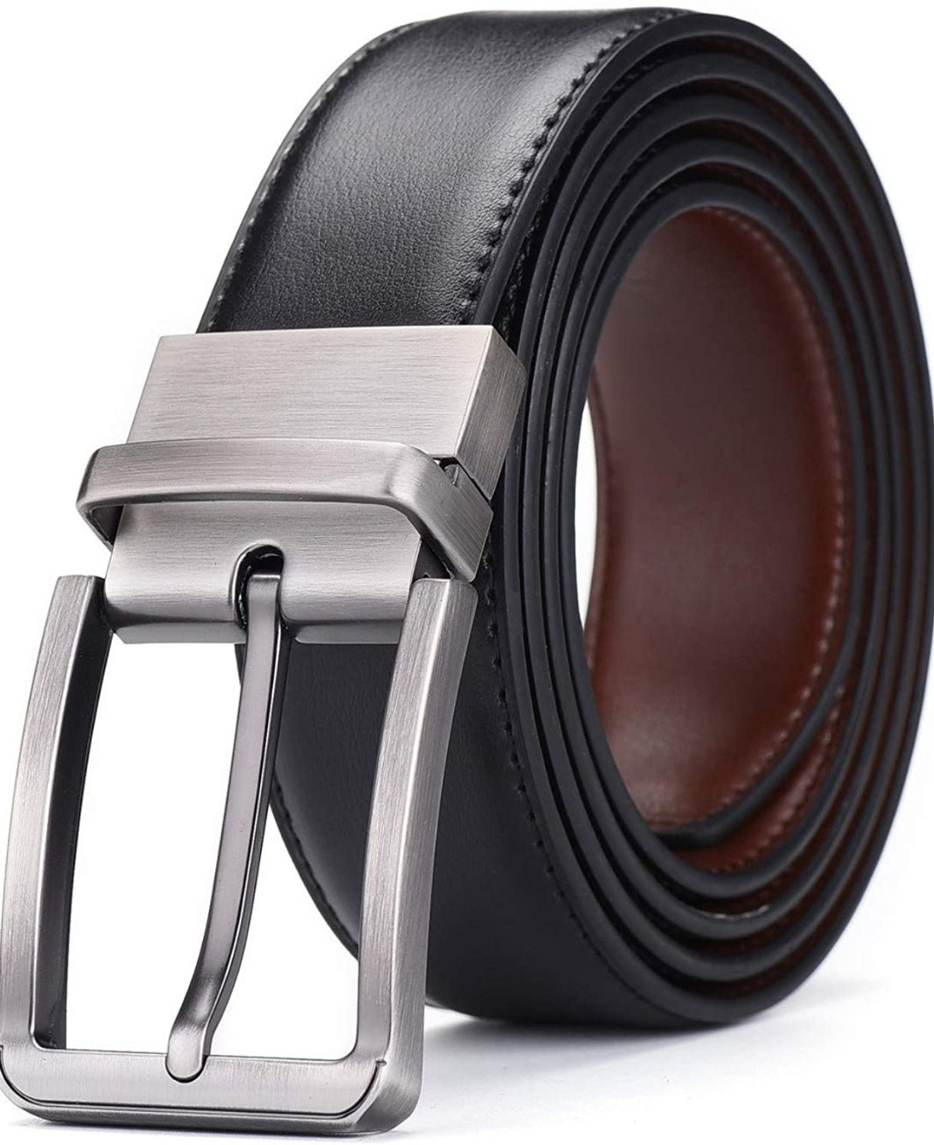 Men Party, Evening, Casual, Formal Black Genuine Leather Reversible Belt