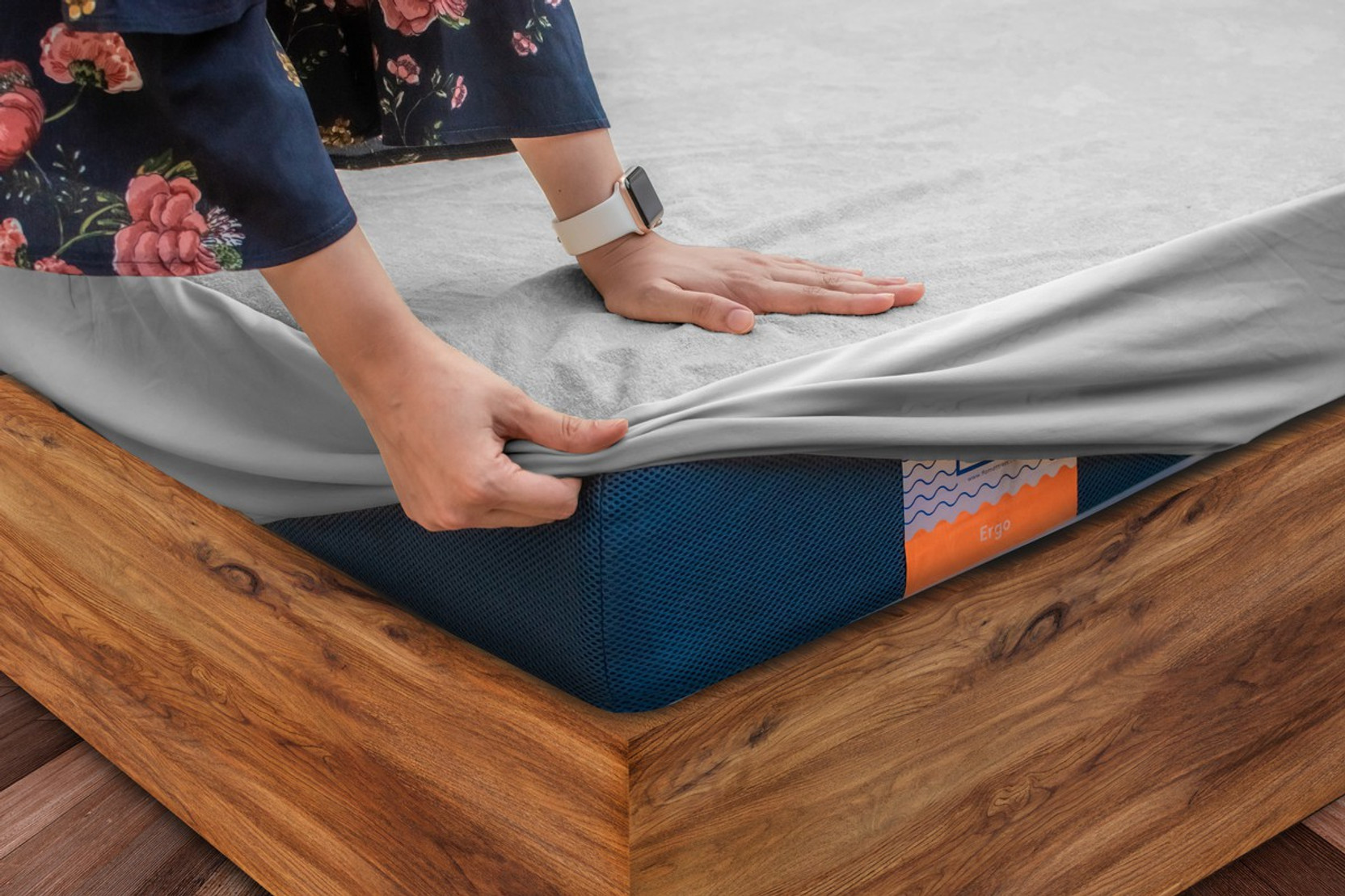 FLO King Size Elastic Strap Terry Cotton Breathable, Stretchable, Waterproof Mattress Cover