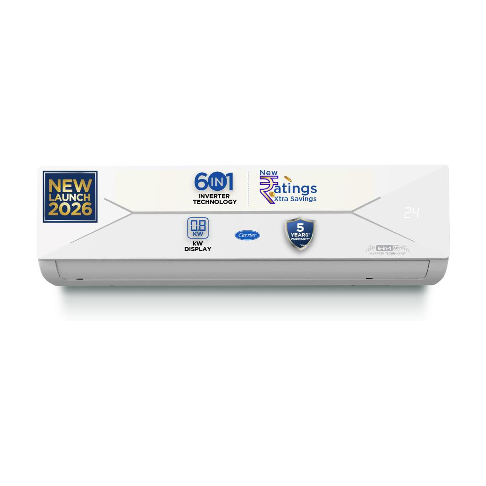 CARRIER 2026 Model 1.5 Ton 5 Star Split AI Inverter Convertible 6-in-1 with Smart Energy Display, Inst...