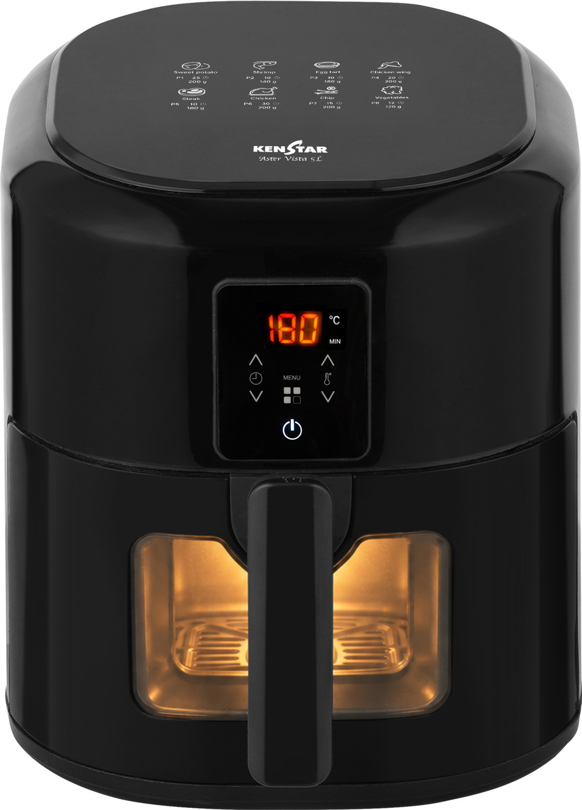 Kenstar Aster Vista 5L Digital Air Fryer | See Through | 2 Year Warranty | 1400W Air Fryer
