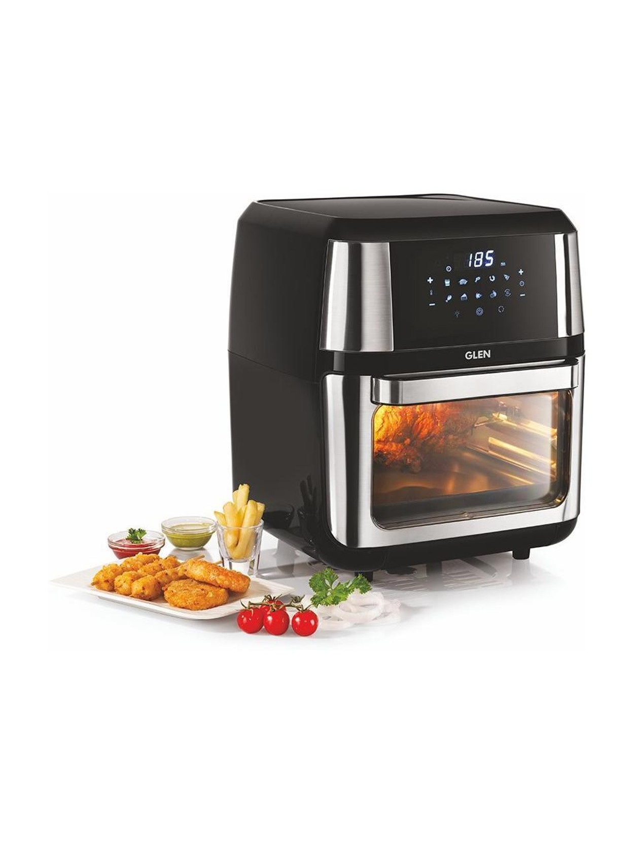 Glen SA 3046 DSS Family Rotisserie Oven, 1800W, 10 Preset Menu, Electric Toaster Oven, Digital Display, Bake, Roast, Toast, Defrost, Black Air Fryer