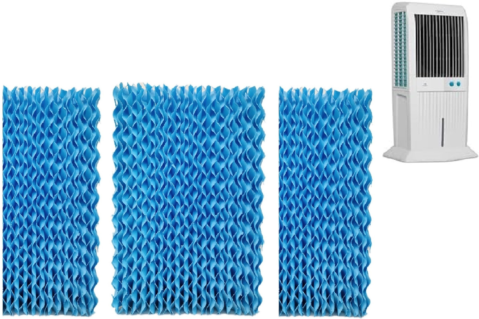 PrimeWave Honeycomb Pad for Symphony Storm 70XL Desert Tower Air Cooler 70Litre 3pcs, Blue Air Purifier Filter