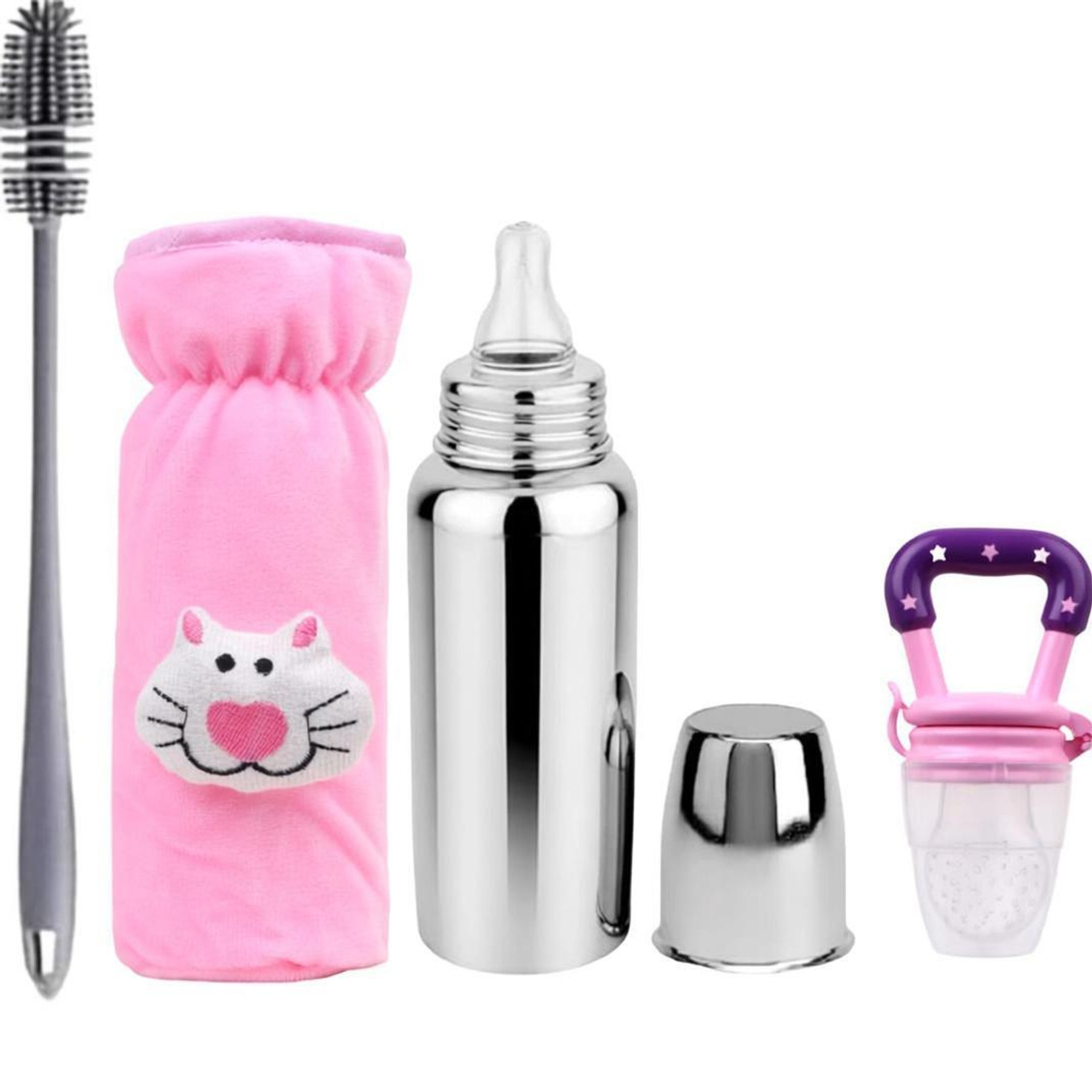 BLUSCAILE Baby Bottle Stainless Steel with Soft Silicone Nipple - 250 ml