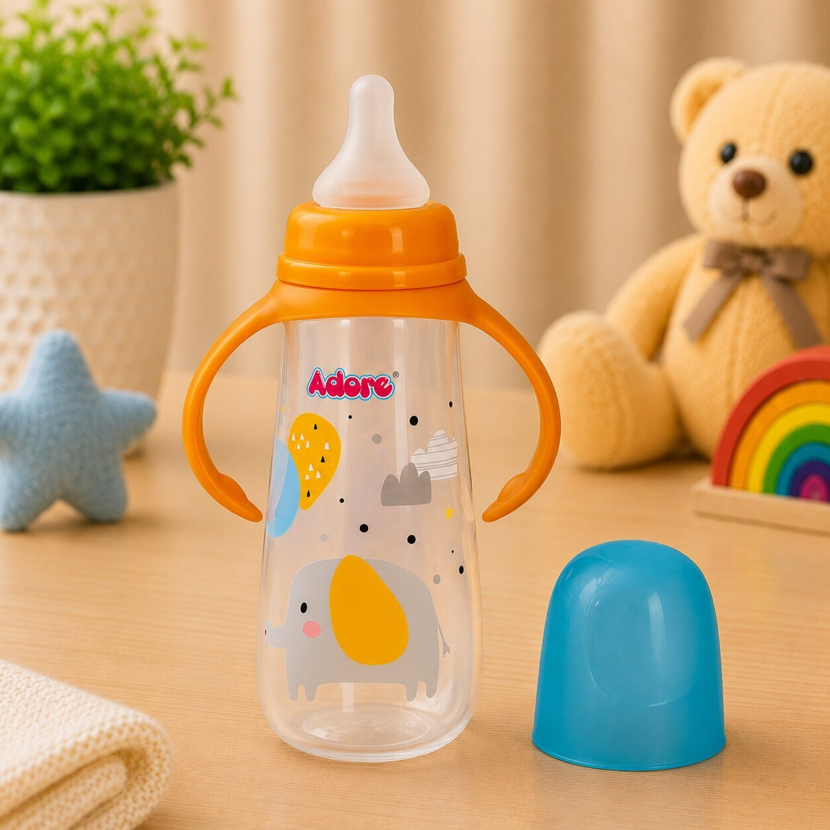 Adore England 2 in 1 Narrow Neck Anti-Colic Feeding Bottle - BIS approved - 250 ml