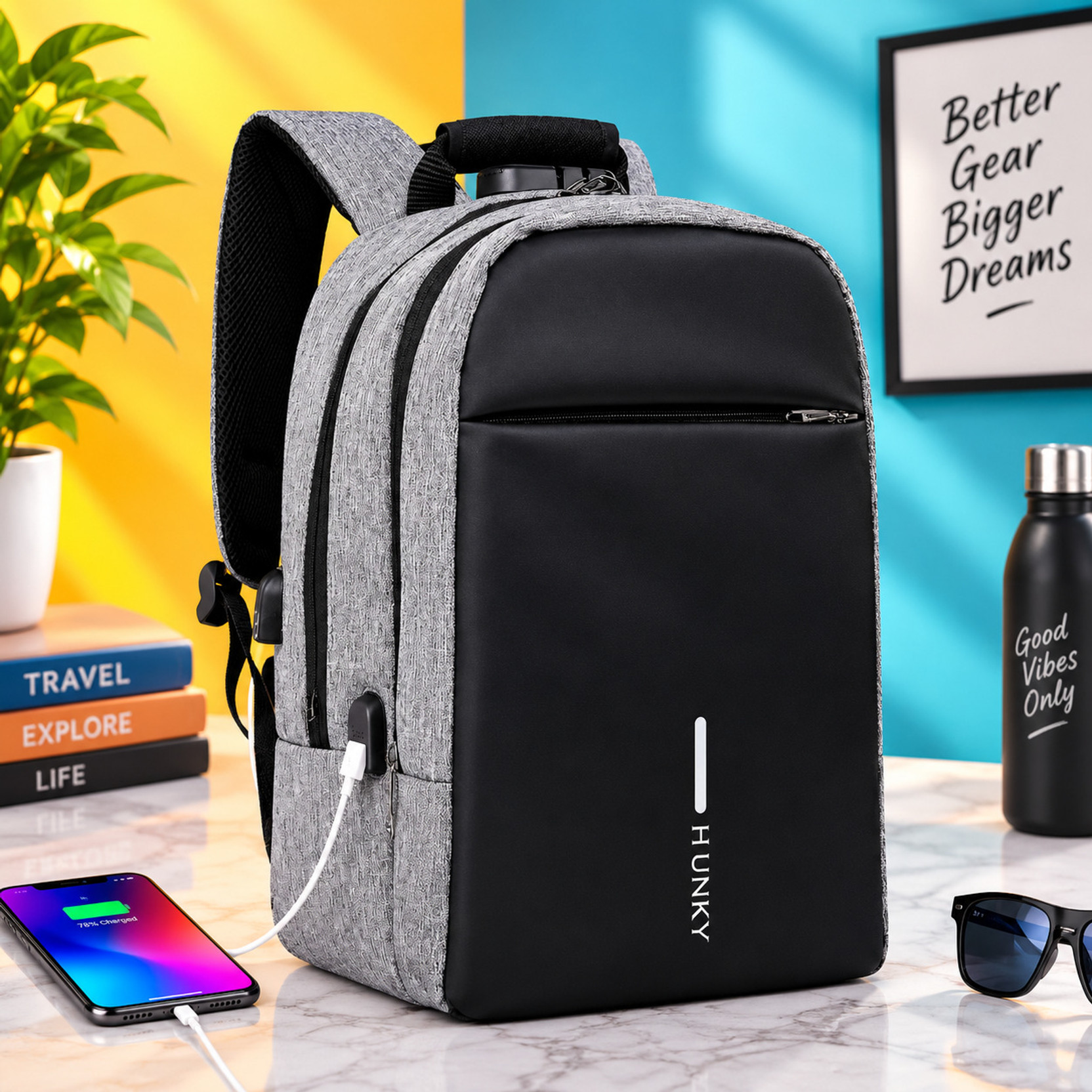 Medium 22 L Laptop Backpack With Anti Theft Number Lock and USB Charging for Men Women