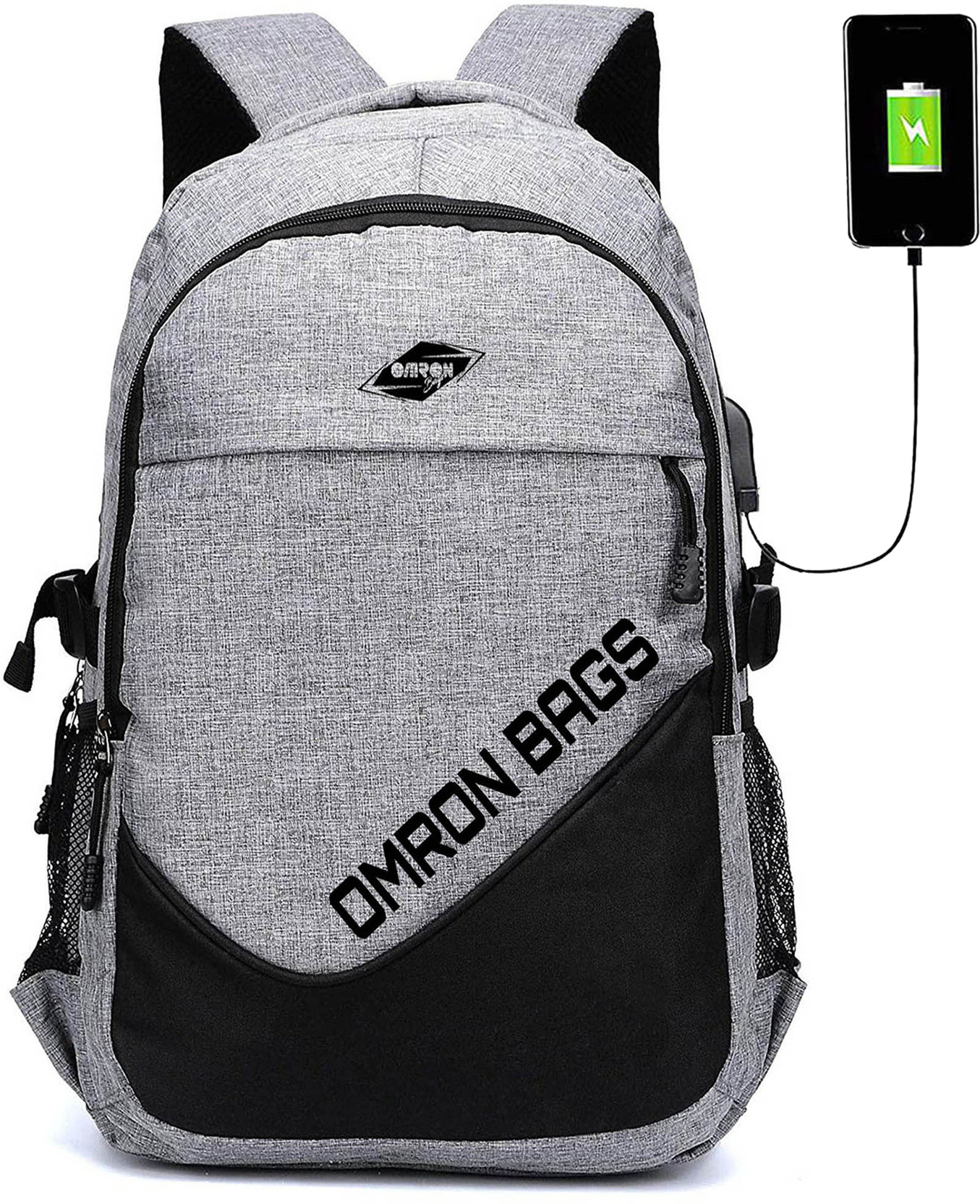 Large 40 L Laptop Backpack Stylish Backpack With USB Charging Port, Water Resistant with College Computer Bag for Men & Women (Grey)