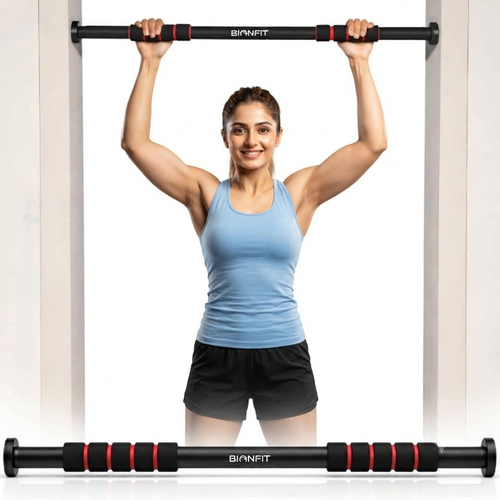 BIONFIT Pull-Up Bar for Home Workout | Anti-Slip, Adjustable 62โ100 cm, 100 kg Capacity Pull-up Bar