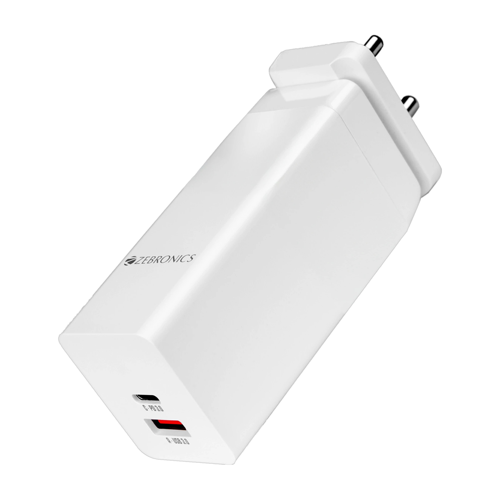 ZEBRONICS 100 W GaN 2.4 A Dual Port Mobile Charger with Detachable Cable