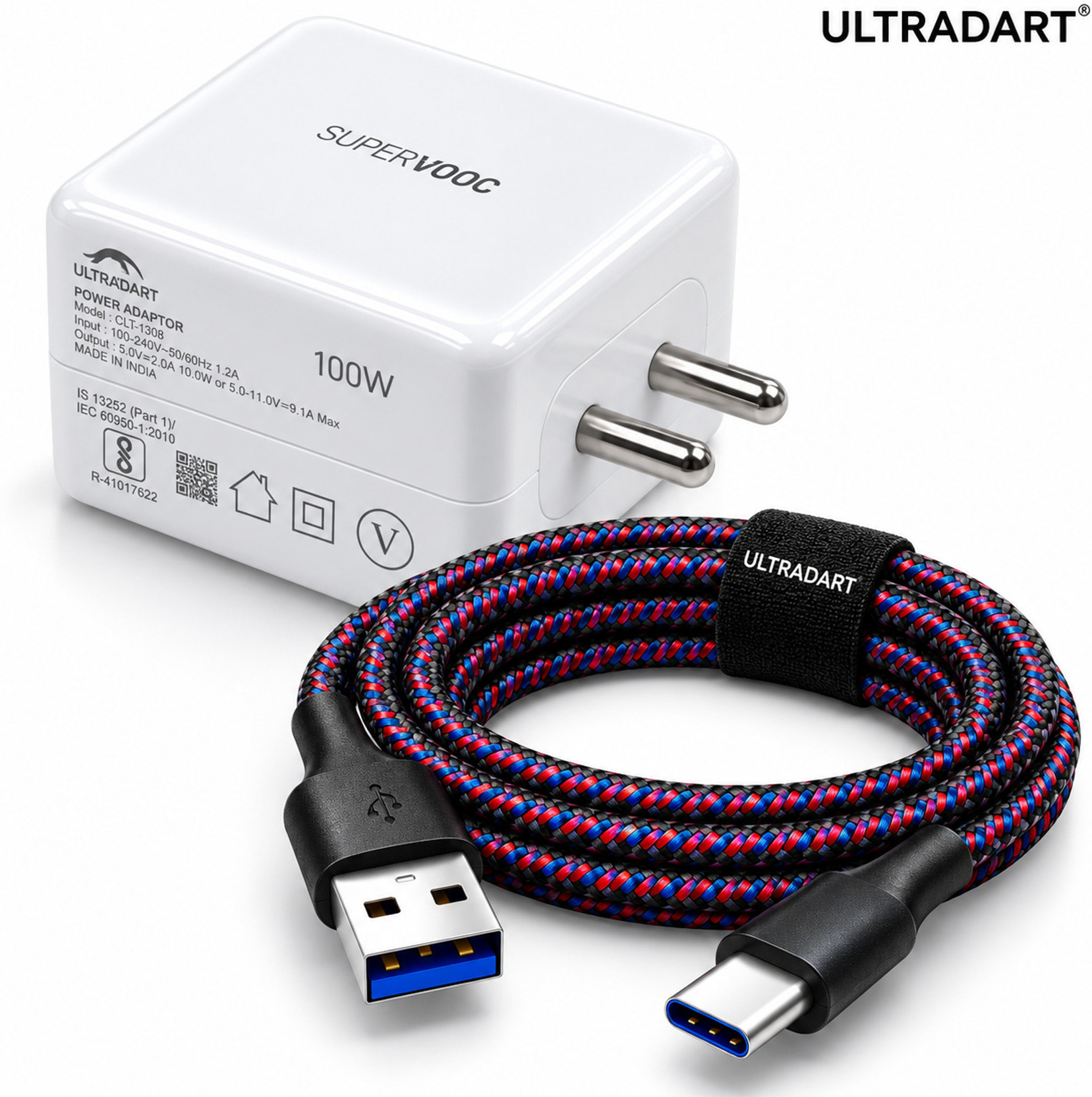 ULTRADART 100 W SuperVOOC 9 A Single Port Mobile Charger with Detachable Cable