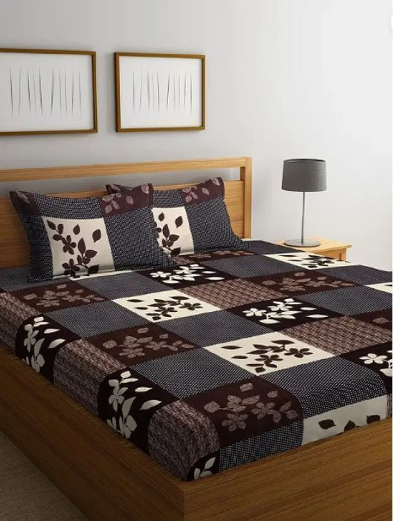 Adorn Cotton Double Flat 120 TC Floral 1 Bedsheet with 2 Pillow Covers