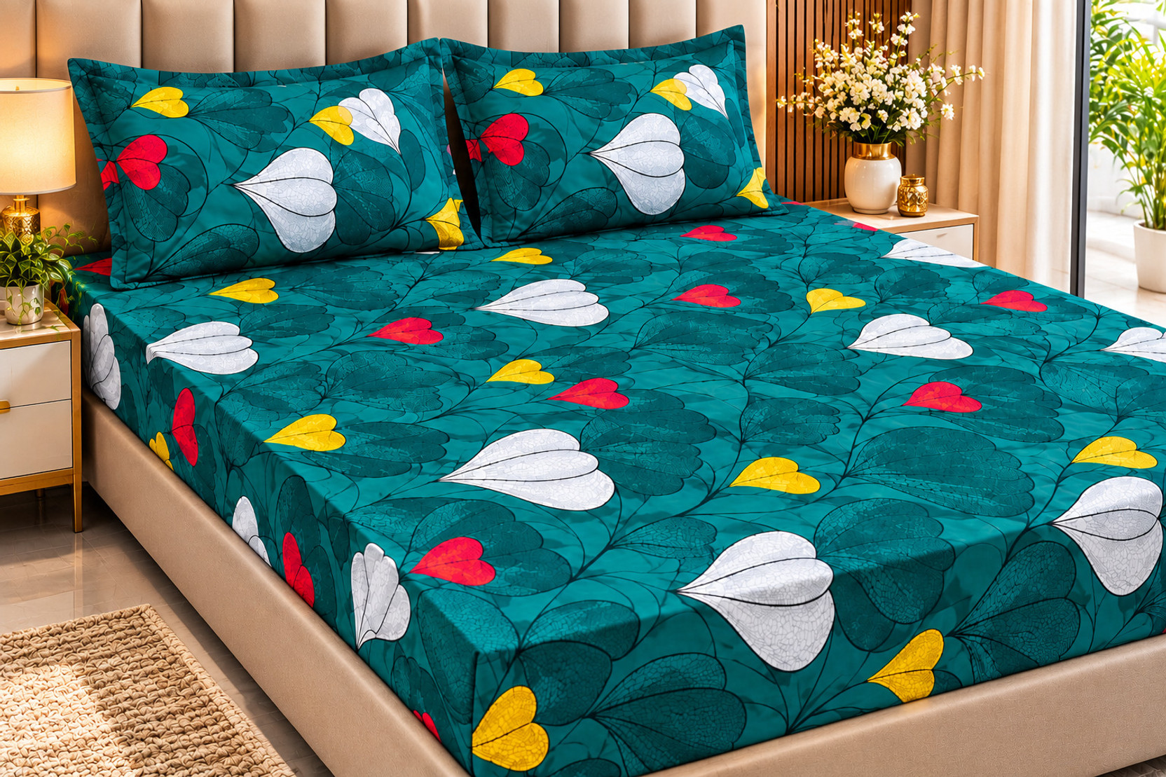 vyomfit Cotton Double Flat 120 TC Floral 1 AC Bedsheet