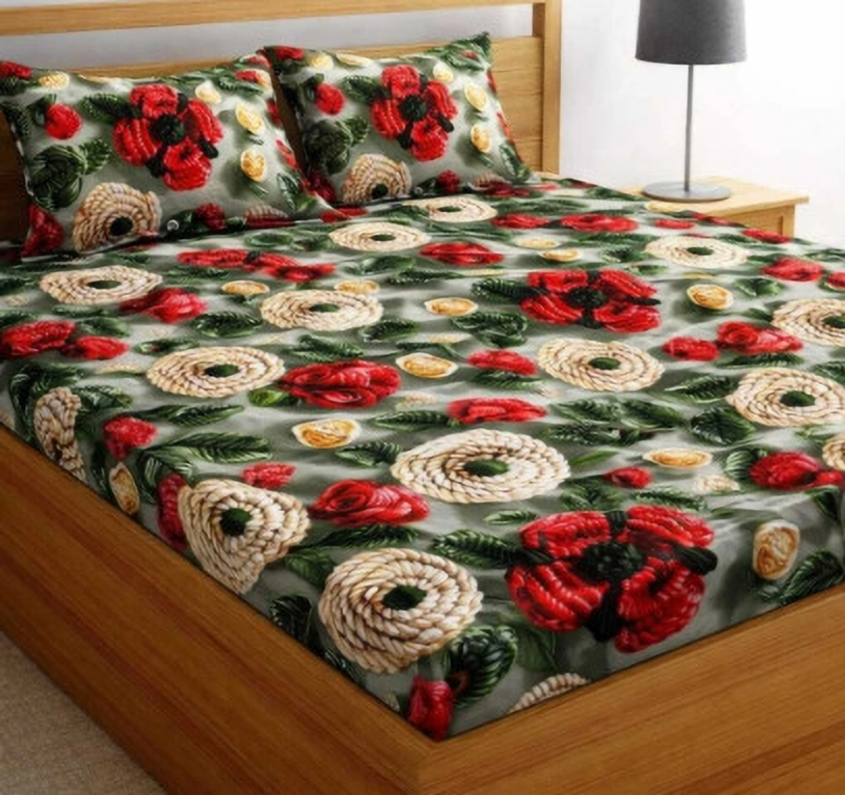 Kapilchhabra Cotton Blend Double Flat 320 TC Floral 1 Bedsheet