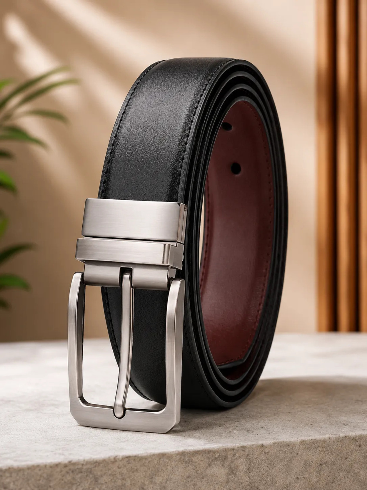 Men Casual, Party, Formal, Evening Black, Brown Texas Leatherite, Genuine Leather Reversible Belt